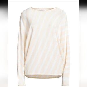 NWT, Liviana Conti Cream/butter Yellow Striped Long Sleeve Dolman Top M/L
